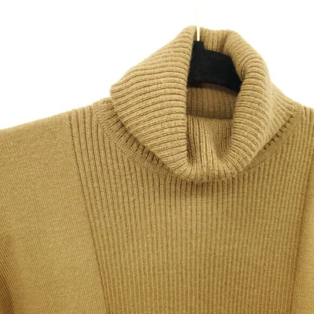 Pendleton 100% Wool Rib-Panel Turtleneck Sweater XL Tan/Camel